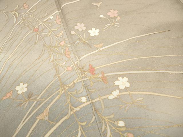 平和屋着物■訪問着 枝垂れ枝花文 暈し染め 金彩 正絹 逸品 DABF9451qa
