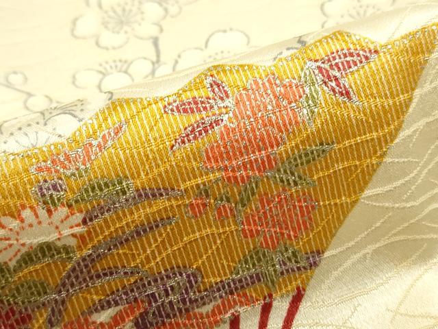 平和屋着物■上質な小紋 檜扇枝花文 金糸 正絹 逸品 DABF9456qa