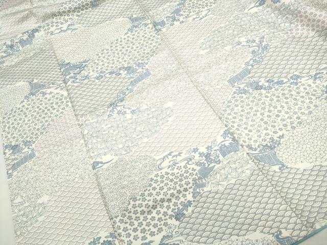 平和屋着物■上質な小紋 雲取り風景花文 正絹 逸品 DABF9457qa
