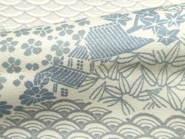 平和屋着物■上質な小紋 雲取り風景花文 正絹 逸品 DABF9457qa