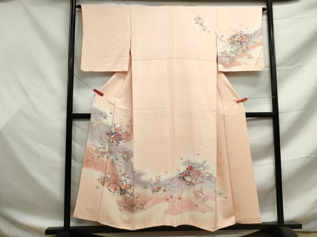 平和屋着物■訪問着 檜扇花文 暈し染め 金彩 正絹 逸品 DABF9477qa