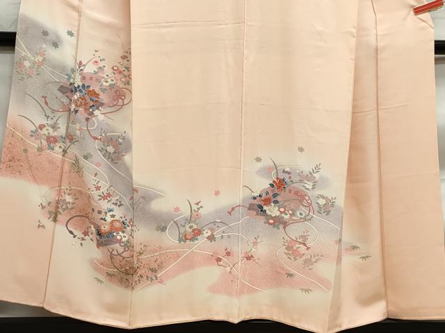 平和屋着物■訪問着 檜扇花文 暈し染め 金彩 正絹 逸品 DABF9477qa