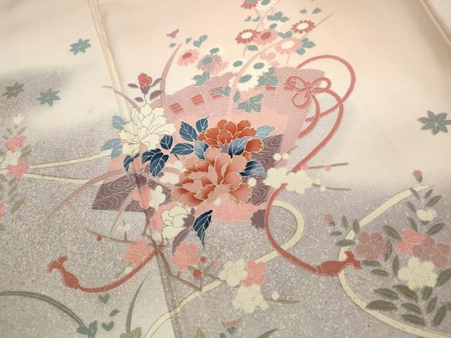 平和屋着物■訪問着 檜扇花文 暈し染め 金彩 正絹 逸品 DABF9477qa