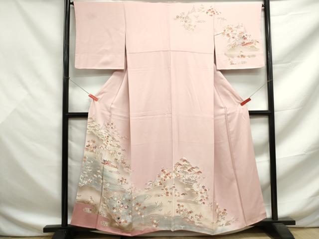 平和屋着物■訪問着 風景花文 松竹梅 暈し染め 金彩 正絹 逸品 DABF9481qa
