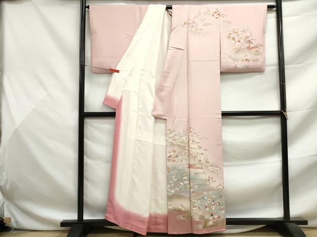 平和屋着物■訪問着 風景花文 松竹梅 暈し染め 金彩 正絹 逸品 DABF9481qa