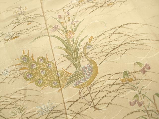 平和屋着物■訪問着 孔雀花文 正絹 逸品 DABF9482qa