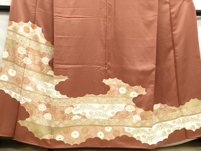 平和屋着物■豪華色留袖 駒刺繍 雲取り更紗花文 金彩 正絹 逸品 DABF9484qa
