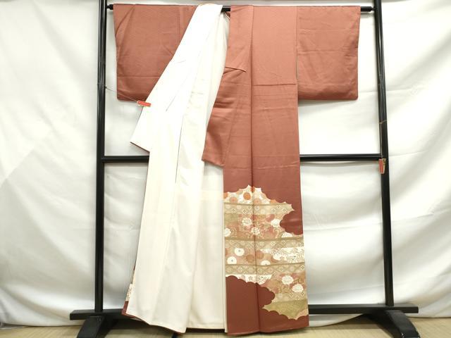 平和屋着物■豪華色留袖 駒刺繍 雲取り更紗花文 金彩 正絹 逸品 DABF9484qa