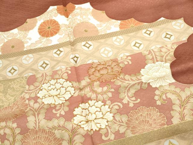 平和屋着物■豪華色留袖 駒刺繍 雲取り更紗花文 金彩 正絹 逸品 DABF9484qa
