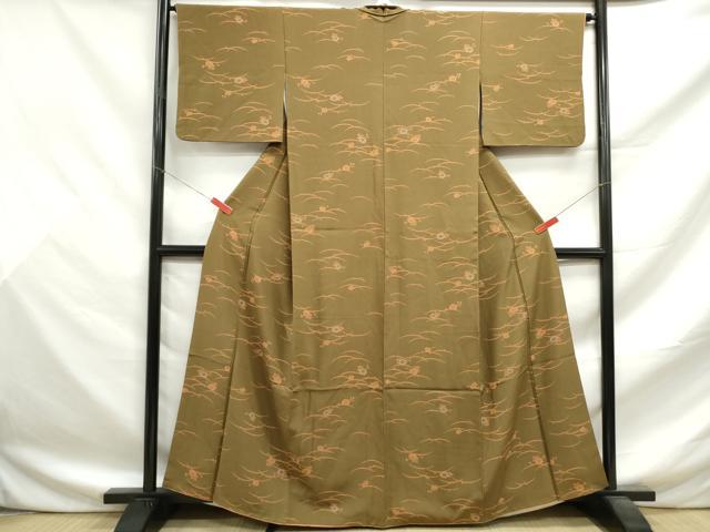平和屋着物■上質な小紋 露芝花文 正絹 逸品 DABF9487qa