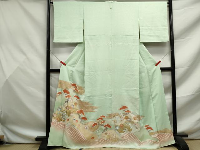 平和屋着物■豪華色留袖 駒刺繍 浜松花文 金彩 正絹 逸品 DABF9488qa