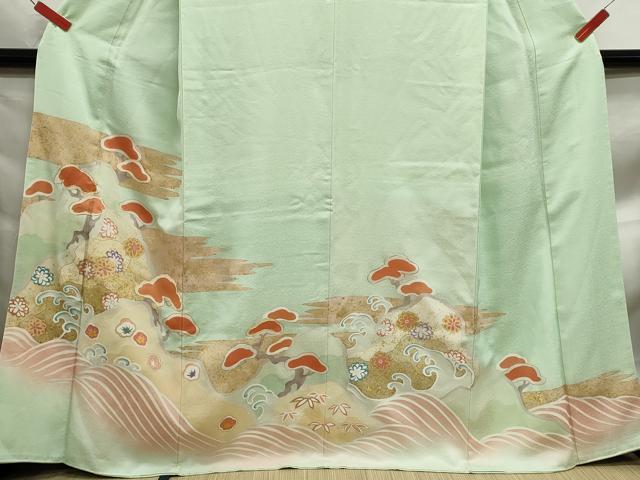 平和屋着物■豪華色留袖 駒刺繍 浜松花文 金彩 正絹 逸品 DABF9488qa