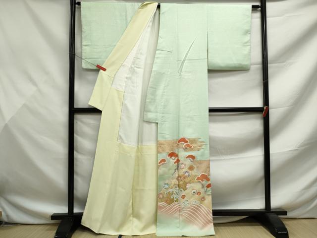平和屋着物■豪華色留袖 駒刺繍 浜松花文 金彩 正絹 逸品 DABF9488qa