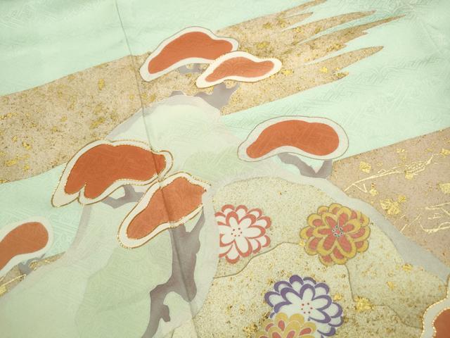 平和屋着物■豪華色留袖 駒刺繍 浜松花文 金彩 正絹 逸品 DABF9488qa