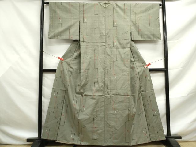 平和屋着物■上質な紬 幾何学文 正絹 逸品 DABF9490qa