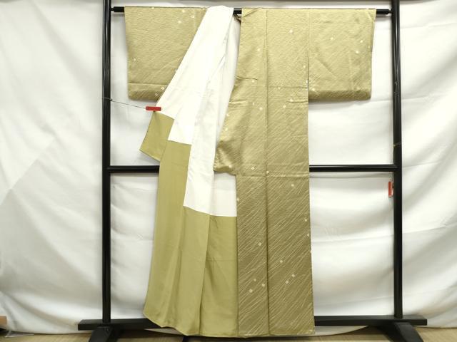平和屋着物■上質な小紋 絞り 霞斜縞文 正絹 逸品 DABF9491qa