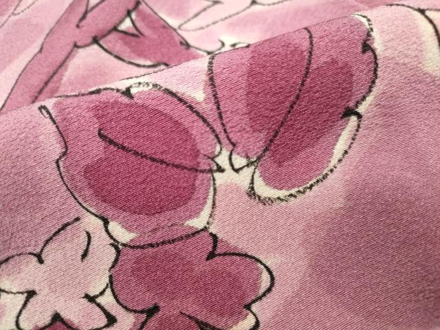 平和屋着物■上質な小紋 手描き 沢瀉 オモダカ 枝花文 暈し染め 正絹 逸品 DABF9500qa