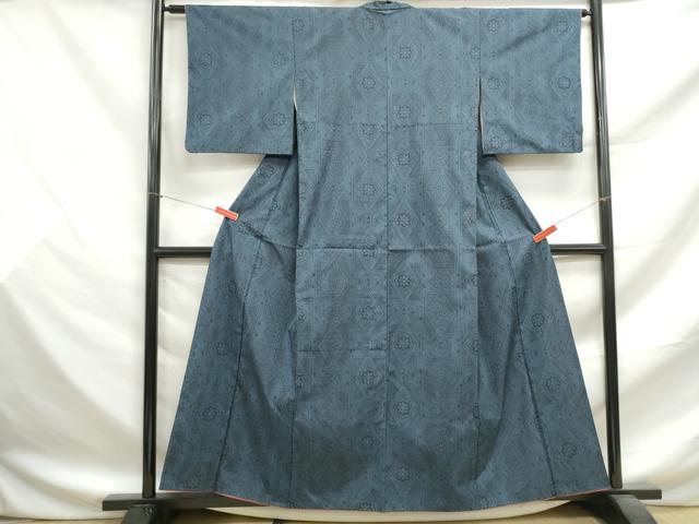 平和屋着物■上質な紬 幾何学花文 正絹 逸品 DABF9501qa