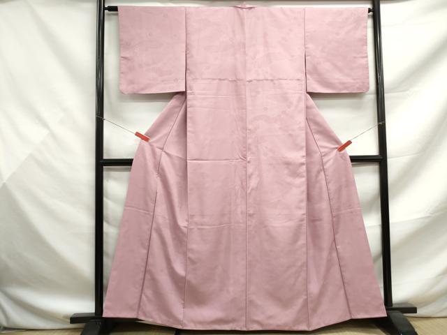 平和屋着物■色無地 雲取り花地紋 撫子色 洗える着物 DABF9505qa