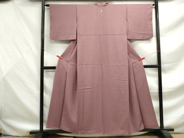 平和屋着物■上質な色無地 紗綾形地紋 退紅色 正絹 逸品 DABF9510qa