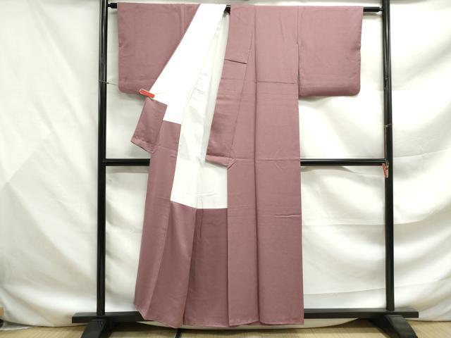 平和屋着物■上質な色無地 紗綾形地紋 退紅色 正絹 逸品 DABF9510qa