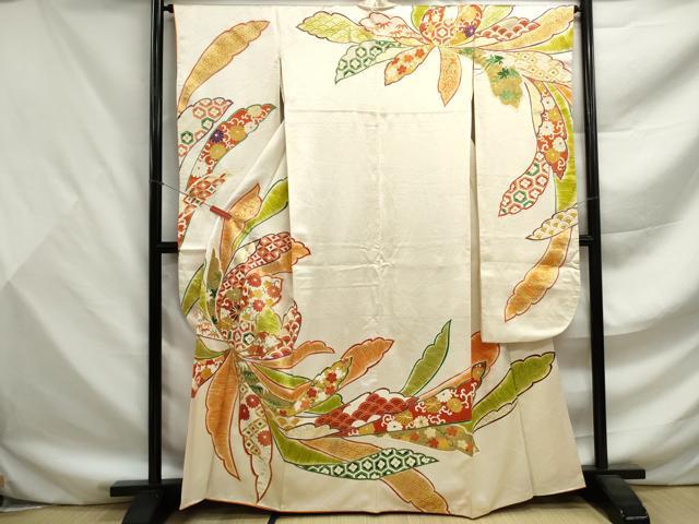 平和屋着物■豪華振袖 駒刺繍 亀甲華紋 乱菊文 暈し染め 金彩 正絹 逸品 DABF9514qa