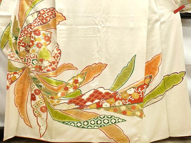 平和屋着物■豪華振袖 駒刺繍 亀甲華紋 乱菊文 暈し染め 金彩 正絹 逸品 DABF9514qa