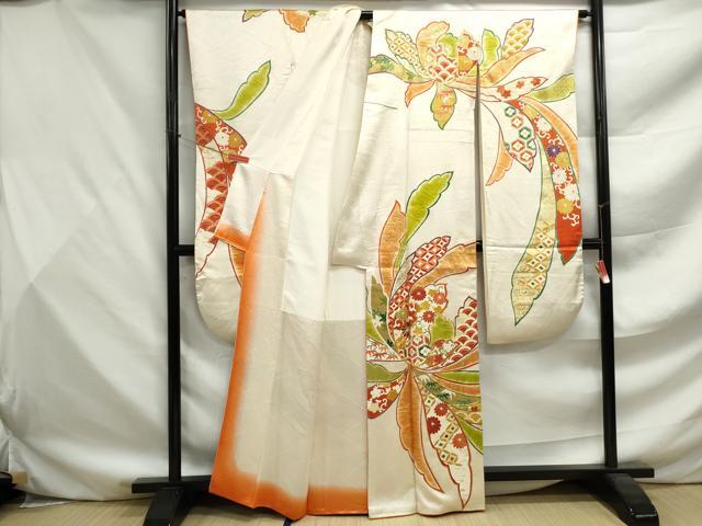 平和屋着物■豪華振袖 駒刺繍 亀甲華紋 乱菊文 暈し染め 金彩 正絹 逸品 DABF9514qa
