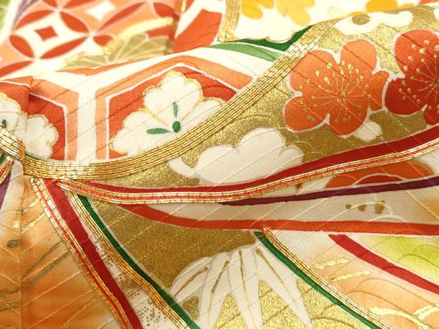 平和屋着物■豪華振袖 駒刺繍 亀甲華紋 乱菊文 暈し染め 金彩 正絹 逸品 DABF9514qa