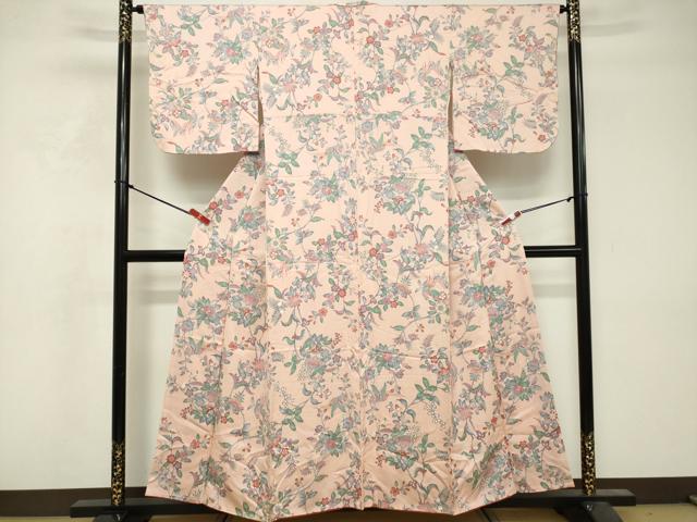 平和屋着物■上質な小紋 更紗枝花文 正絹 逸品 DABF9565cd