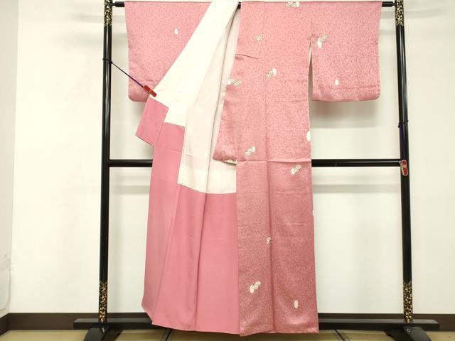 平和屋着物■上質な小紋 駒刺繍 絞り 舞花文 正絹 逸品 DABF9592cd