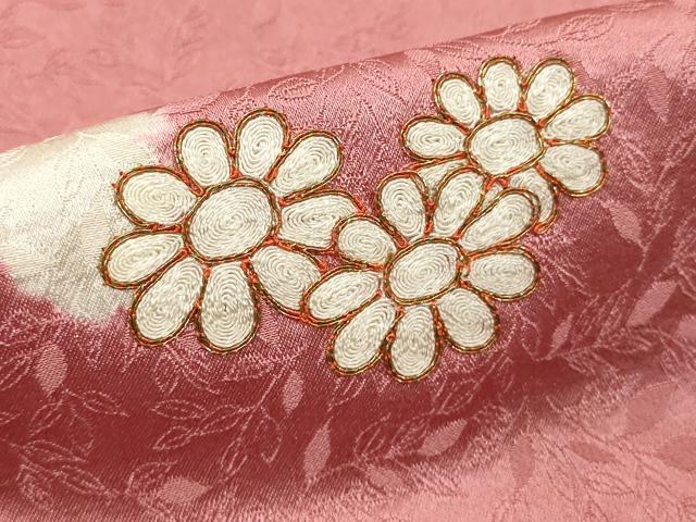 平和屋着物■上質な小紋 駒刺繍 絞り 舞花文 正絹 逸品 DABF9592cd