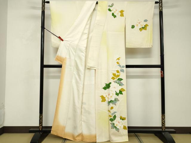 平和屋着物■訪問着 紬地 草花文 暈し染め 正絹 逸品 DABF9602cd