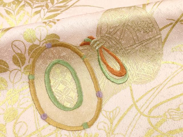 平和屋着物■訪問着 駒刺繍 鼓花文 金彩 三越扱い 正絹 逸品 DABF9606cd