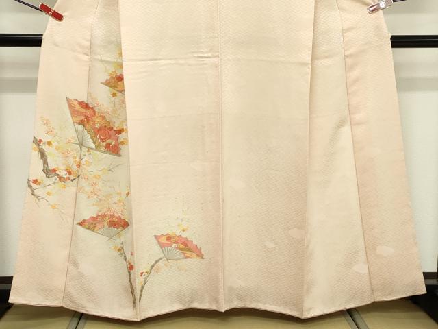 平和屋着物■訪問着 刺繍 扇面枝花文 暈し染め 金糸 正絹 逸品 DABF9608cd