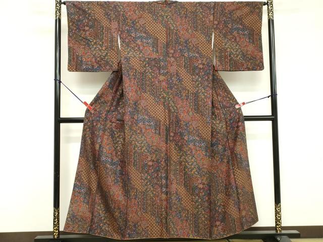 平和屋着物■上質な小紋 作家物 更紗花文 正絹 逸品 DABF9609cd