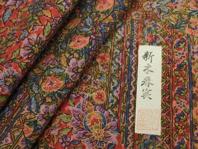 平和屋着物■上質な小紋 作家物 更紗花文 正絹 逸品 DABF9609cd