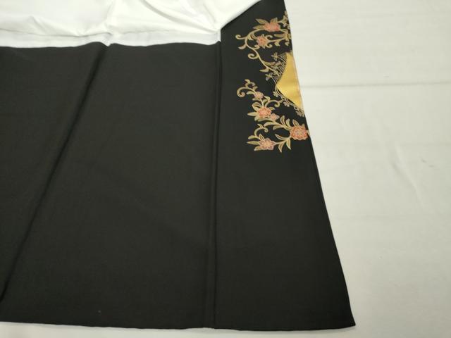 平和屋着物■豪華黒留袖 駒刺繍 飛鶴花文 金彩 正絹 逸品 DABF9613cd