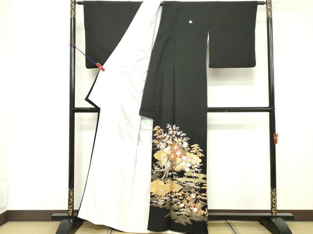 平和屋着物■豪華黒留袖 駒刺繍 花車文 松竹梅 金彩 正絹 逸品 DABF9615cd