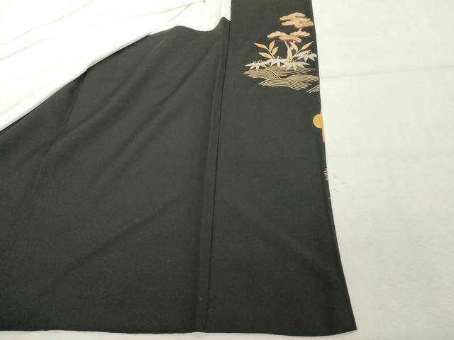 平和屋着物■豪華黒留袖 駒刺繍 花車文 松竹梅 金彩 正絹 逸品 DABF9615cd