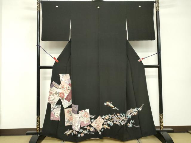 平和屋着物■豪華黒留袖 色紙重ね花鳥文 宝尽くし 正絹 逸品 DABF9617cd