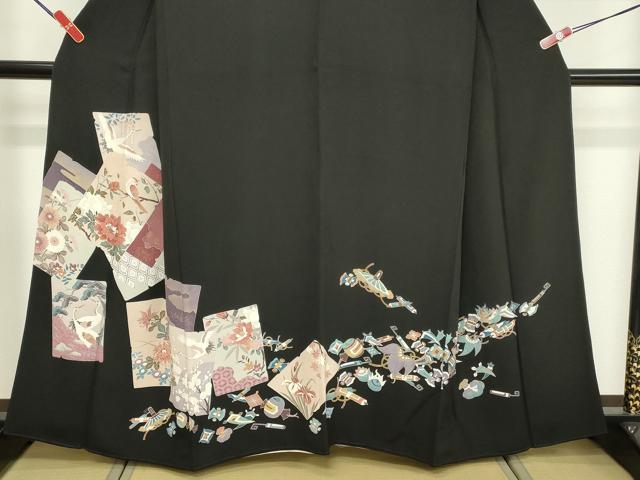 平和屋着物■豪華黒留袖 色紙重ね花鳥文 宝尽くし 正絹 逸品 DABF9617cd