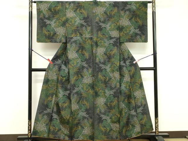 平和屋着物■上質な紬 草葉文 正絹 逸品 DABF9632cd
