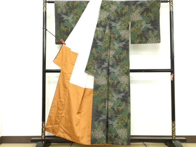 平和屋着物■上質な紬 草葉文 正絹 逸品 DABF9632cd