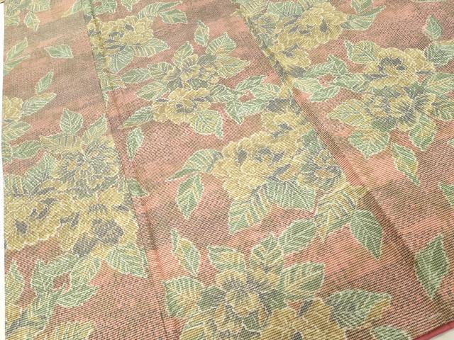 平和屋着物■上質な紬 9マルキ 草花文 正絹 逸品 DABF9633cd