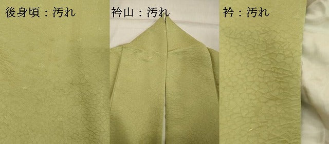 平和屋着物■上質な色無地 舞花地紋 若葉色 大丸扱い 正絹 逸品 DABF9645cd