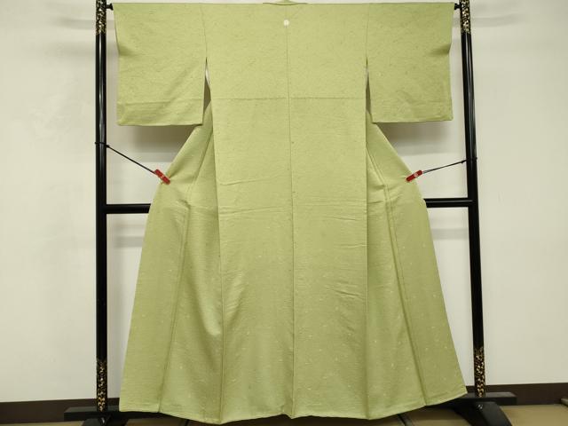 平和屋着物■上質な色無地 舞花地紋 若葉色 大丸扱い 正絹 逸品 DABF9645cd