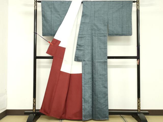 平和屋着物■上質な紬 間道 正絹 逸品 未使用 DABF9662cd