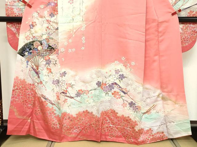 平和屋着物■豪華振袖 駒刺繍 扇面花文 暈し染め 金銀彩 正絹 逸品 DABF9671cd