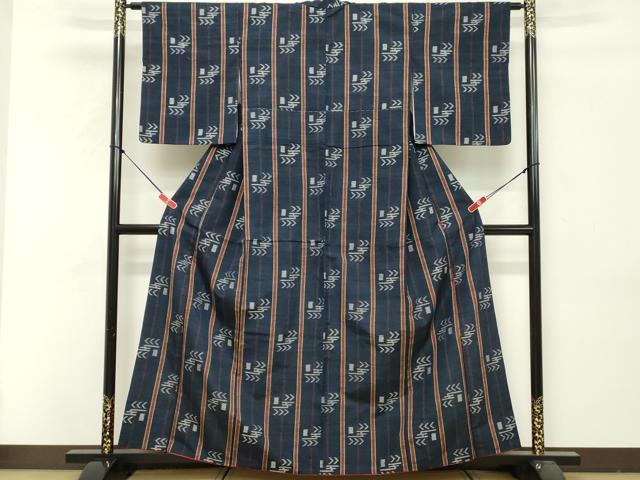 平和屋着物■上質な紬 抽象間道 正絹 逸品 DABF9686cd